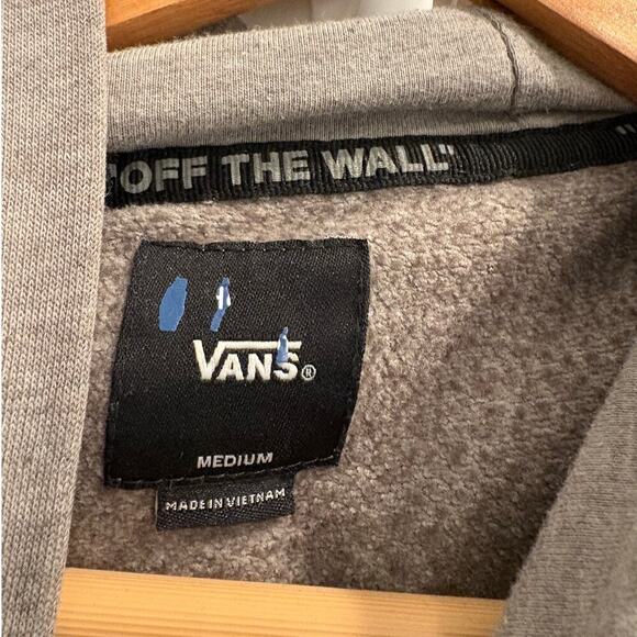Vans Size M Medium Gray Hoodie Sweatshirt with Checkered Logo - Picture 4 of 5